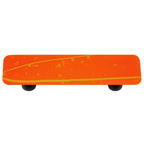 Palacedesigns Mardi Gras Yellow with Orange Rectangle Glass Cabinet Pull - Black Post PA717873 - main